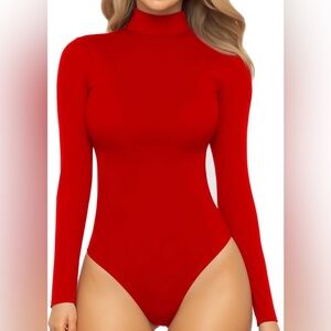 EUC MANGOPOP Women's Mock Turtle Neck Bodysuit